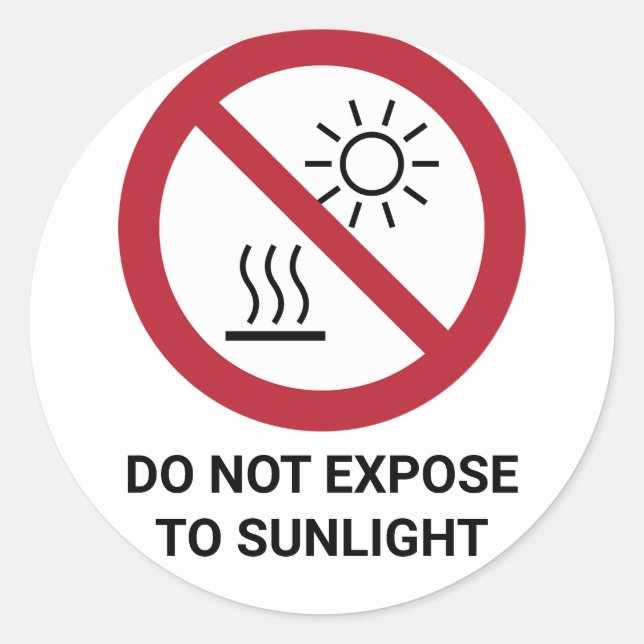 Keine Exposition gegenüber direktem Sonnenlicht, V Runder Aufkleber (Vorderseite)