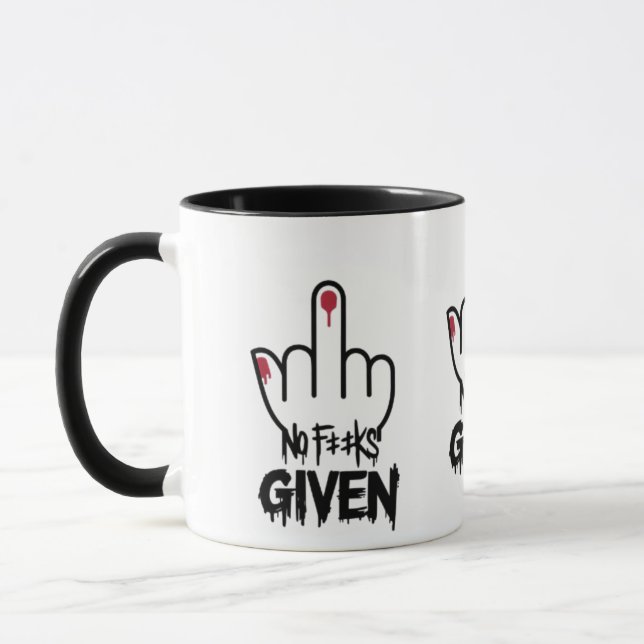 Keine F***s gegeben" Minimalistischer Mittelfinger Tasse (Links)