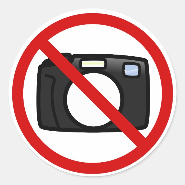 Keine Fotos, keine Kameras Runder Aufkleber (Vorderseite)