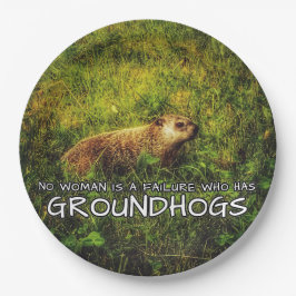 Keine Frau ist ein Versager, der Groundhogs-Teller Pappteller
