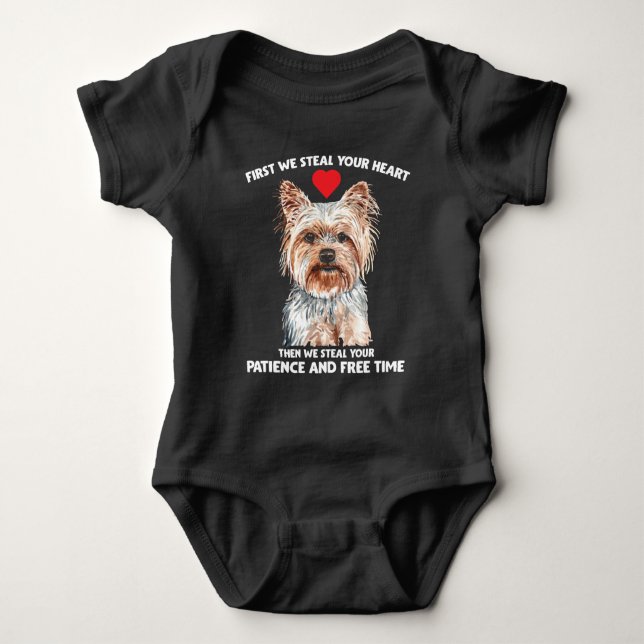 Keine Freizeit und Geduld Yorkie Yorkshire Baby Strampler (Vorderseite)