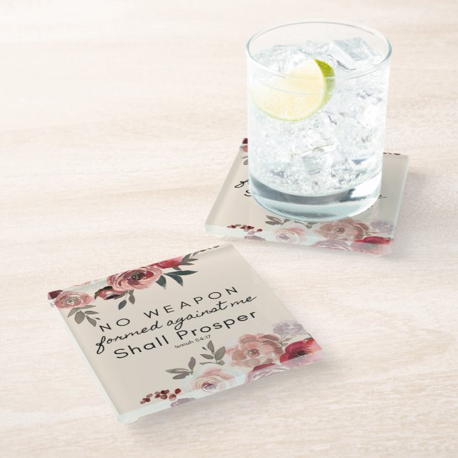 Keine gegen mich geschaffene Waffe wird Untersetze Glasuntersetzer (Schrägansicht)