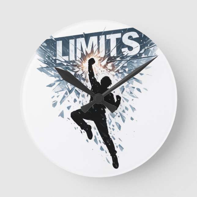 Keine Grenzen Motivation Design  Runde Wanduhr (Vorderseite)