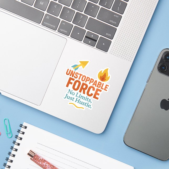 Keine Grenzen, nur Motivation Aufkleber aus Vinyl (Laptop mit iPhone)