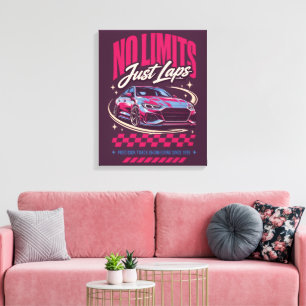 Keine Grenzen, nur Rennrunden Rennauto Retro Motor Leinwanddruck
