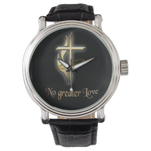 Keine größere Liebe Kreuz Armbanduhr