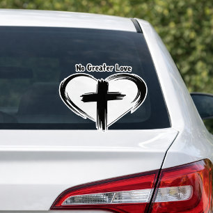 Keine größere Liebe Kreuz schwarzes Herz  Aufkleber