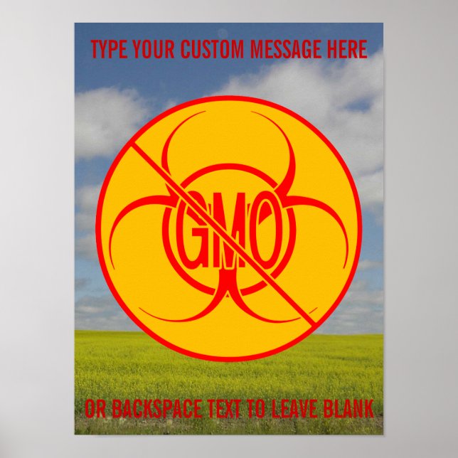 Keine GVO-Poster-Biogefährdung Personalisiert kein Poster (Vorne)