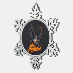 Keine Heimat Fliegende Schwalbe Vogel Freiheit Pop Schneeflocken Zinn-Ornament