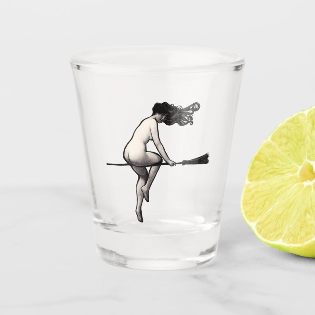 Keine Hexe und Broom-Hexe schaden Schnapsglas (Vorderseite)