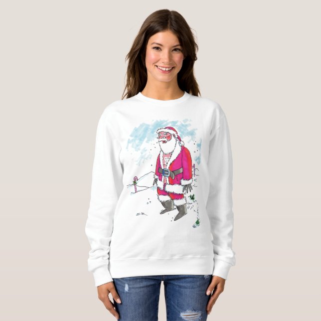 Keine Ho-Ho Frauen weißes Sweatshirt (Vorne ganz)