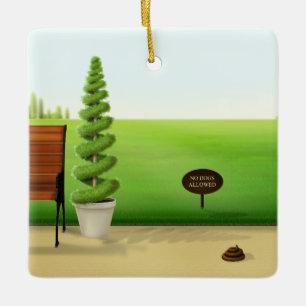 "Keine Hunde erlaubt" "Behalt vom Gras" Keramikornament