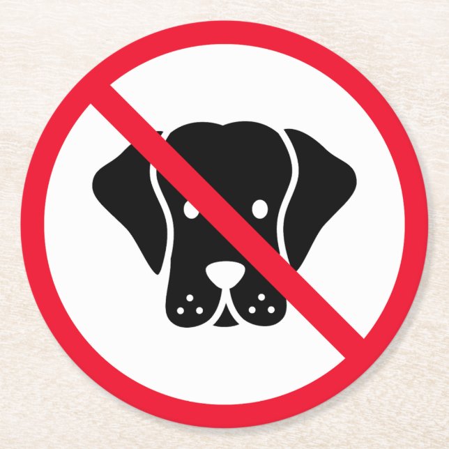 Keine Hunde erlaubt Unterschrift | Kundenspezifisc Runder Pappuntersetzer (Vorderseite)