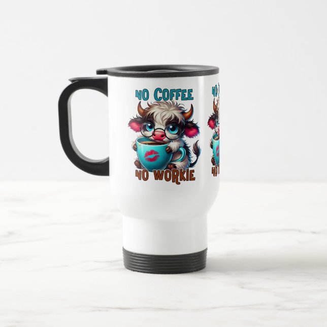 Keine Kaffee, keine Arbeit Reisebecher (Links)