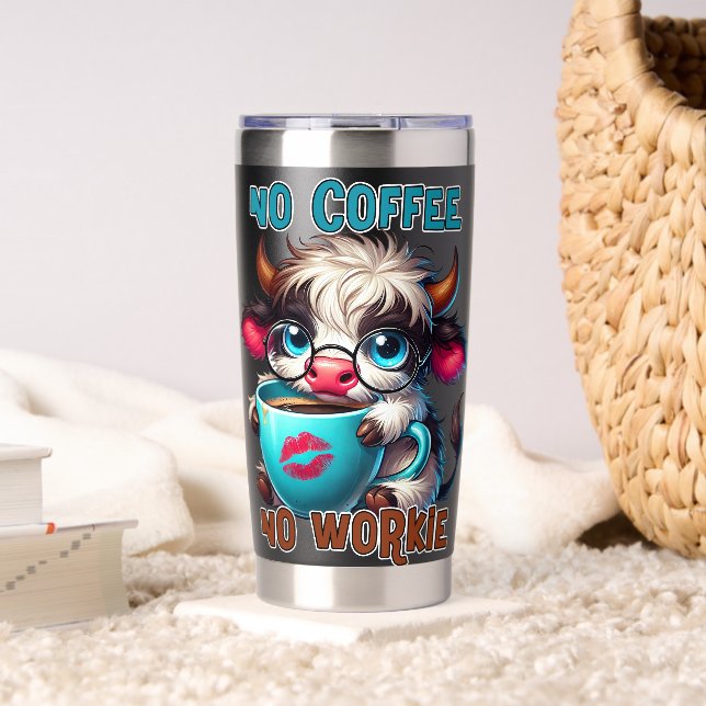 Keine Kaffee, keine Arbeit Thermobecher (Wohnzimmer (gedreht))