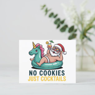 Keine Kekse, nur Cocktails Santa Sommer Weihnachte Feiertagspostkarte