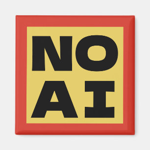 KEINE KI Fettgedruckte moderne Typografie Gelb Sch Magnet