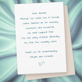 Keine Kinderhochzeit oder Empfang Begleitkarte