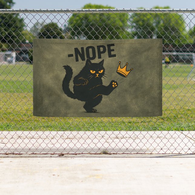 Keine Könige in Amerika Black Cat Funny Kicking Cr Banner (Insitu)