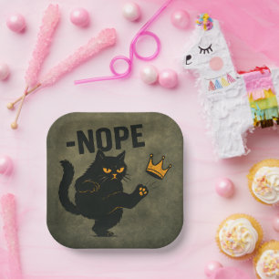 Keine Könige in Amerika Black Cat Funny Kicking Cr Pappteller