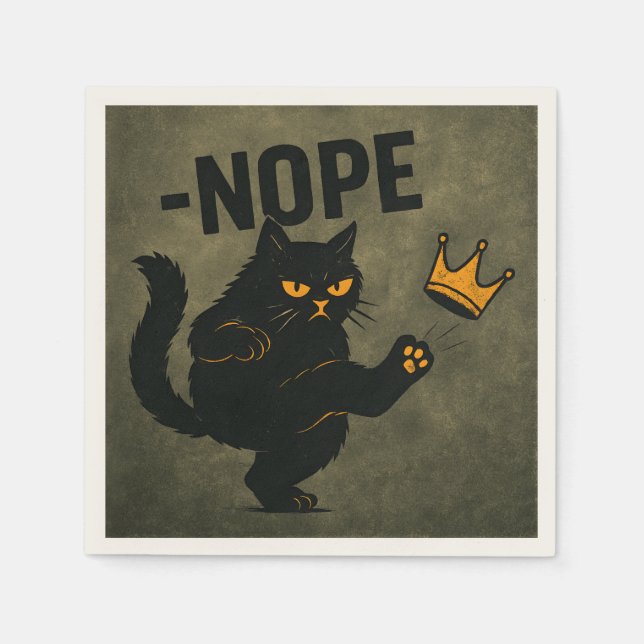 Keine Könige in Amerika Black Cat Funny Kicking Cr Serviette (Vorderseite)