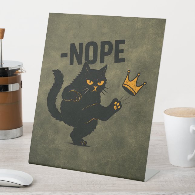 Keine Könige in Amerika Black Cat Funny Kicking Cr Sockelschild (In Situ)