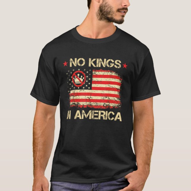 Keine Könige in Amerika Flag Demokratie T-Shirt (Vorderseite)
