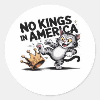 Keine Könige In Amerika Klassisches Retro-Grafik Runder Aufkleber