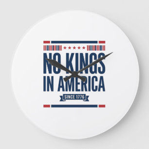 Keine Könige in Amerika Patriotisches Vintage-Vekt Große Wanduhr