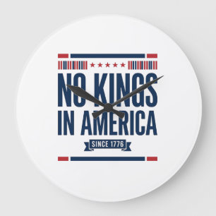 Keine Könige in Amerika Patriotisches Vintage-Vekt Große Wanduhr