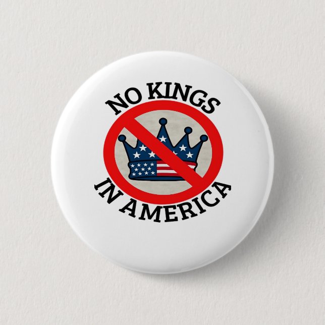 Keine Könige In Amerika Retro Klassiker Button (Vorderseite)