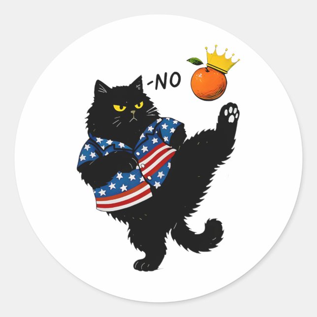 Keine Könige in Amerika Schwarze Katze Wir Mensche Runder Aufkleber (Vorderseite)