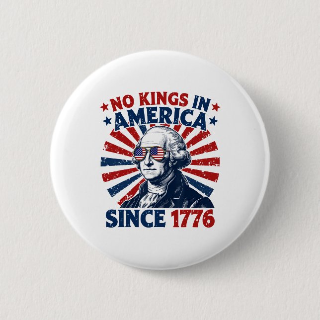 Keine Könige in Amerika seit 1776 Distressed Flagg Button (Vorderseite)