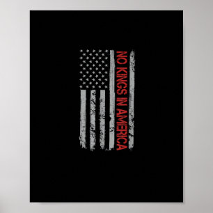 Keine Könige in Amerika US-Flagge im Vintage-Retro Poster