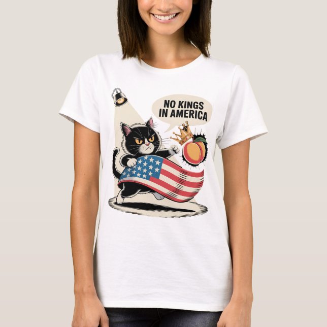 Keine Könige in Amerika Wütende Katzenkunst T-Shirt (Vorderseite)
