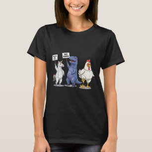 Keine Könige Lustiges Einhorn, Dinosaurier, Huhn P T-Shirt