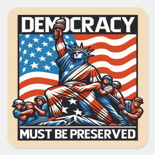 Keine Könige Rettete Demokratie Quadratischer Aufkleber (Vorderseite)