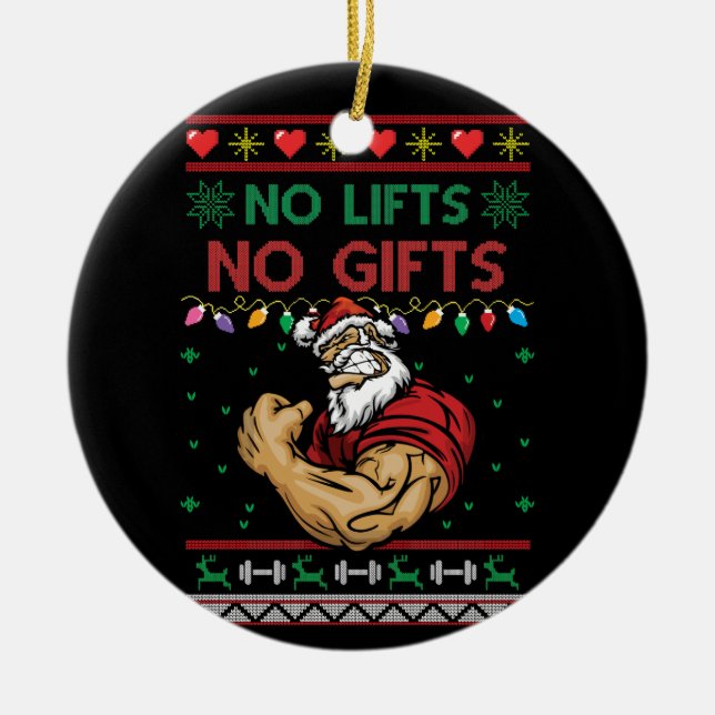 Keine Lifts Nein zu hässlicher Weihnachtsarbeit Keramik Ornament (Vorne)
