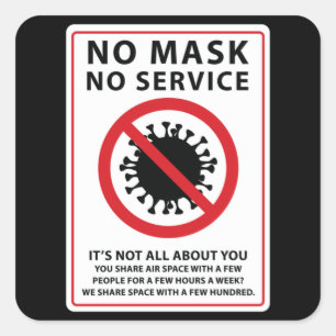 Keine Maske für gemeinsame Flugverbindung Quadratischer Aufkleber