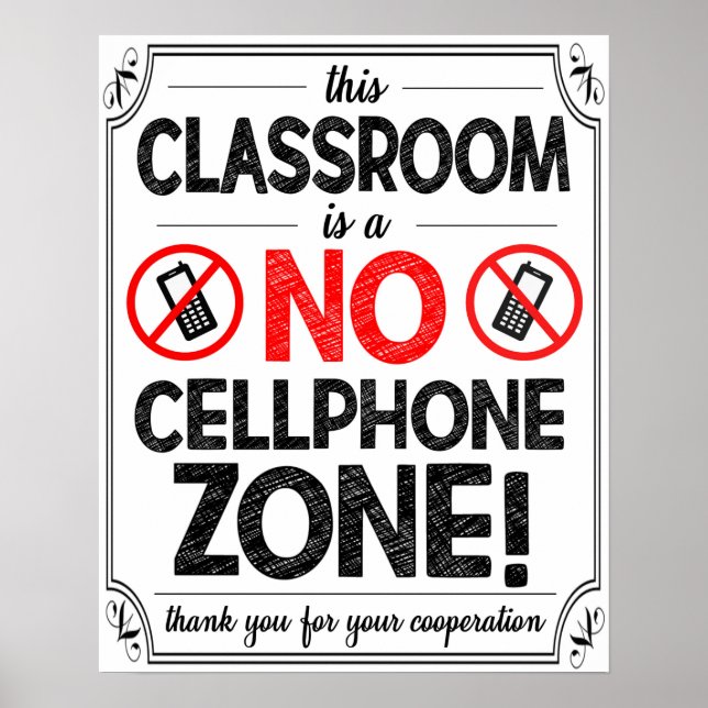 Keine Mobiltelefone erlaubt Klassenzimmer-Poster Poster (Vorne)
