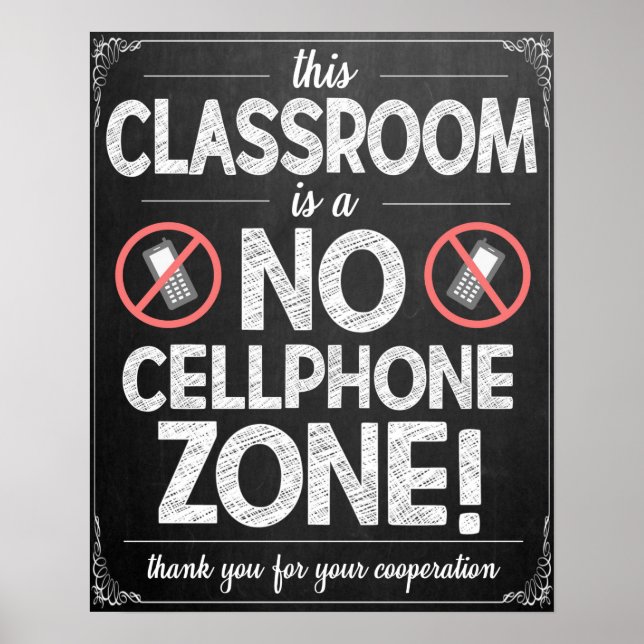 Keine Mobiltelefone erlaubt Klassenzimmer-Poster Poster (Vorne)