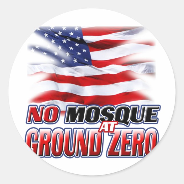 Keine Moschee am Boden Null Runder Aufkleber (Vorderseite)