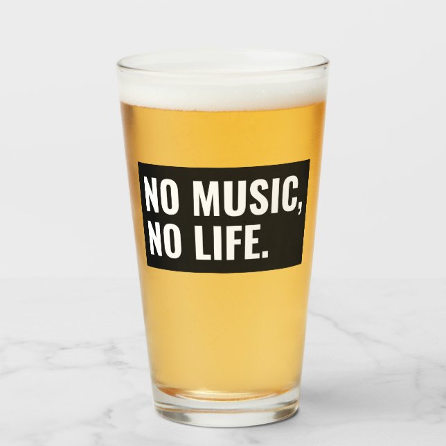 Keine Musik Kein Leben Pint Glas – Kräftig Schwarz (Vorne (Gefüllt))
