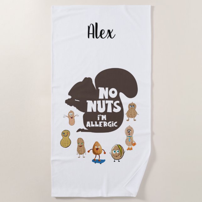 Keine Nüsse Ich bin allergische Erdnuss Allergie B Strandtuch (Vorderseite)