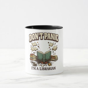 Keine Panik, ich bin Bibliothekar - Vintage-Buch-D Tasse