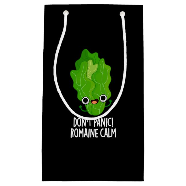 Keine Panik Romaine Calm Funny Veggie Pun Dark BG Kleine Geschenktüte (Vorderseite)