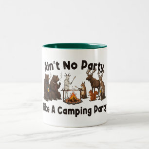 Keine Party ist wie eine Camping-Party Zweifarbige Tasse