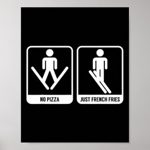 Keine Pizza, nur Pommes Frites Lustiger Skifahren- Poster