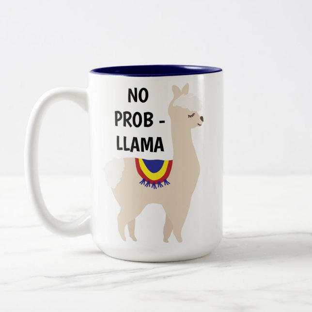 Keine Prob Llama Niedliche Illustration Zweifarbige Tasse (Links)