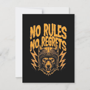 Keine Regeln kein Bedauern - Wolf Biker Graphic Postkarte